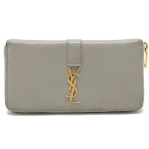 Pre-owned Leather wallets Yves Saint Laurent Vintage , Gray , Dames