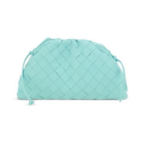 Blauwe Intrecciato Leren Clutch Tas Bottega Veneta , Blue , Dames