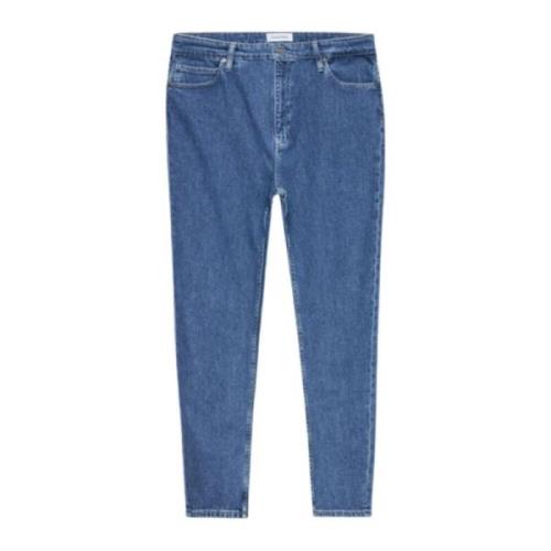 High Rise Tapered Jeans in Blauw Calvin Klein , Blue , Dames