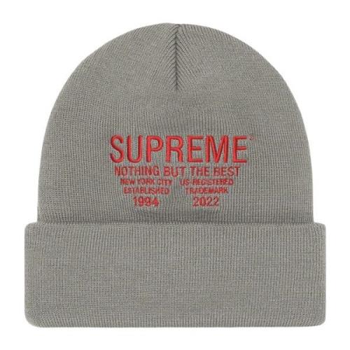 Grijze Beanie met Geborduurd Logo Supreme , Gray , Unisex