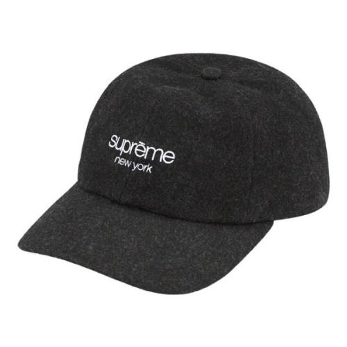 Gewaxte wol 6-panel zwarte hoed Supreme , Black , Heren