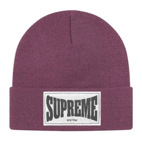 Limited Edition Geweven Label Beanie Supreme , Purple , Unisex