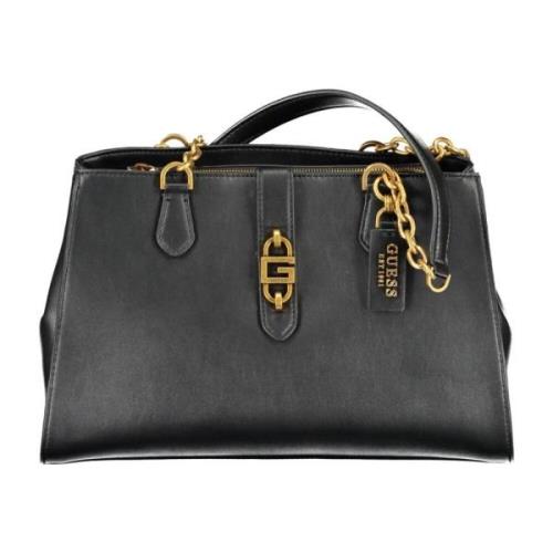 Zwarte Chic Satchel met Contrasterende Details Guess , Black , Dames