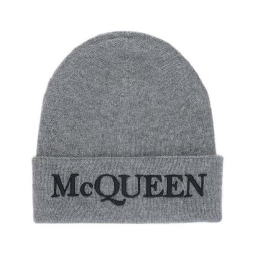 Uitdagende Cashmere Beanie Hat Alexander McQueen , Gray , Heren