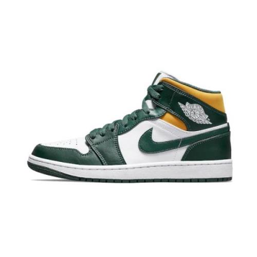 Groen/Geel Air Jordan 1 Mid Sonics Nike , Green , Heren