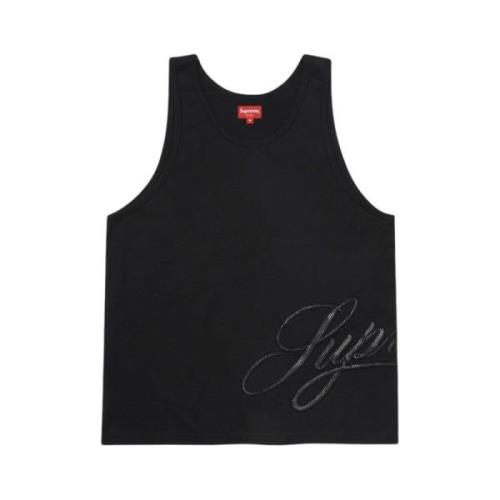 Zwarte Mesh Script Tank Top Supreme , Black , Heren