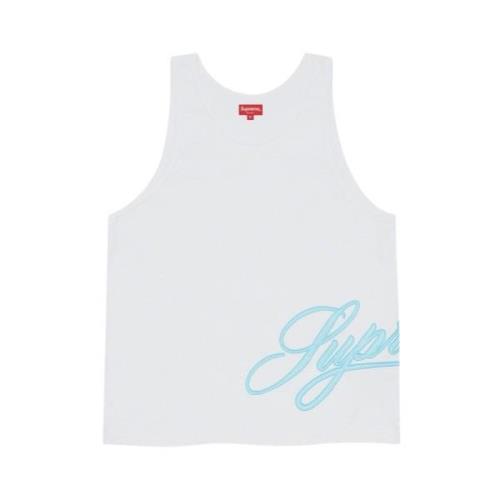 Mesh Script Tank Top White Supreme , White , Heren