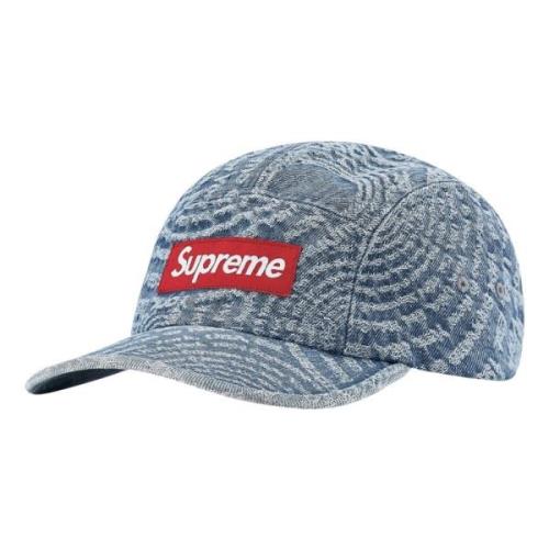 Blauwe Jacquard Denim Camp Cap Supreme , Blue , Unisex