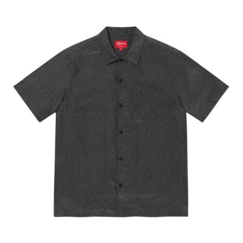 Luipaard Zijden Shirt Houtskool Supreme , Black , Heren