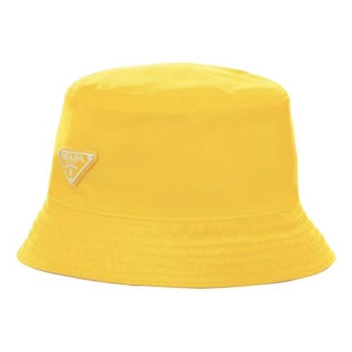 Gele Nylon Bucket Hat Limited Edition Prada , Yellow , Unisex