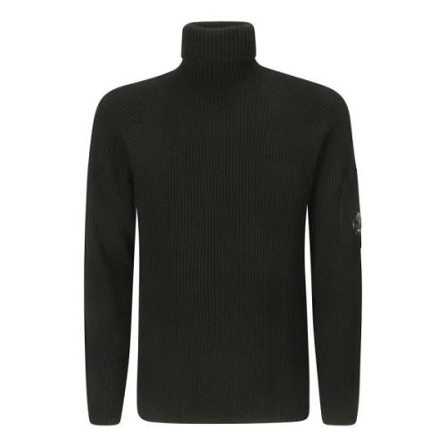 Lamswol Roll Neck Gebreide Trui C.p. Company , Black , Heren