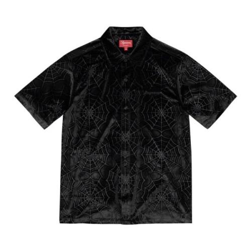 Spinneweb Fluweel Shirt Zwart Supreme , Black , Heren