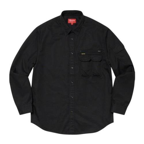 Zwarte Multi Pocket Twill Shirt Supreme , Black , Heren