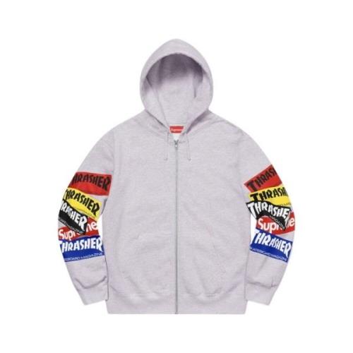 Beperkte oplage Multi Logo Zip Up Hoodie Supreme , Gray , Heren