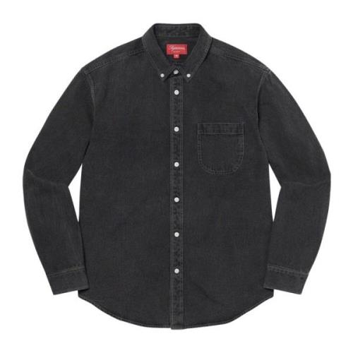 Beperkte Oplage Denim Shirt Zwart Supreme , Black , Heren