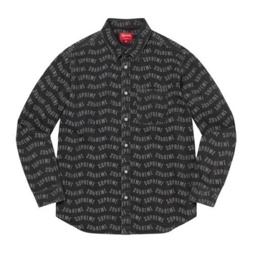 Zwarte Jacquard Denim Overhemd Limited Edition Supreme , Black , Heren