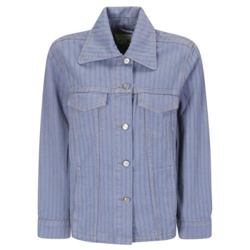 Denim Stripe Overdyed Jack Ganni , Blue , Dames