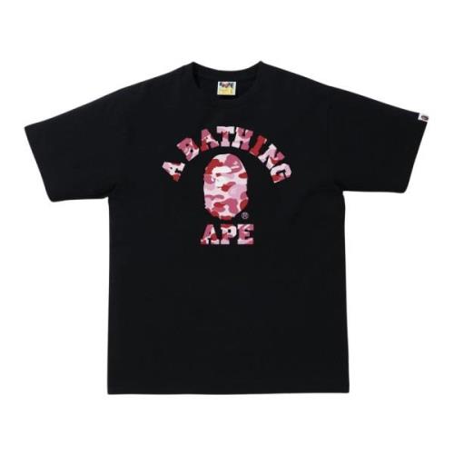 ABC Camo College Tee Zwart/Roze A Bathing APE , Black , Heren