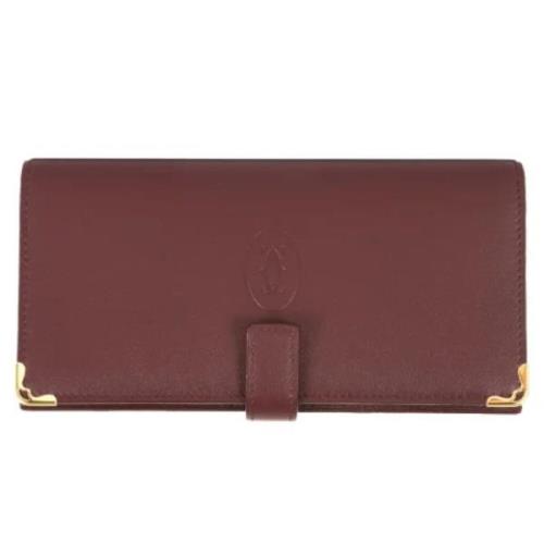 Pre-owned Leather wallets Cartier Vintage , Red , Dames