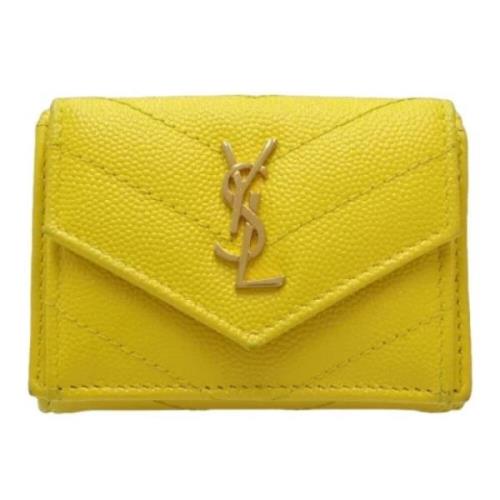 Pre-owned Leather wallets Yves Saint Laurent Vintage , Yellow , Dames