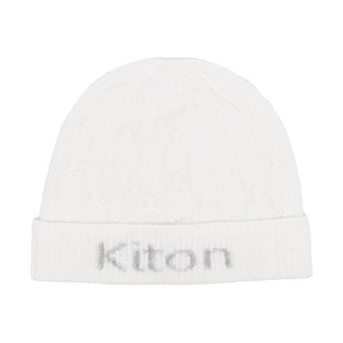 Intarsia Kabel Gebreide Kasjmier Beanie Kiton , White , Heren