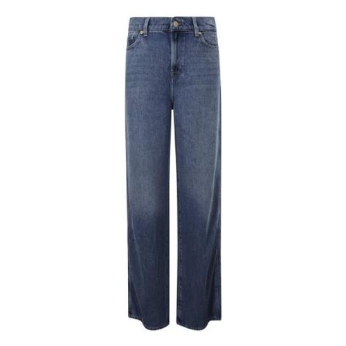 Hoge Taille Wijde Pijp Denim Jeans 7 For All Mankind , Blue , Dames