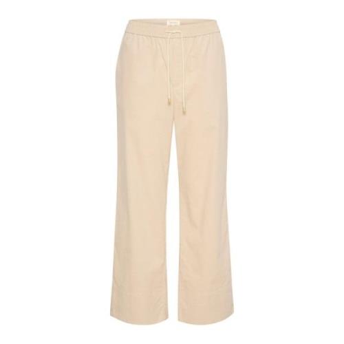 Franse Eik Elastische Taille Broek Part Two , Beige , Dames