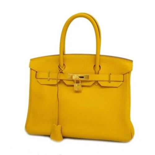 Pre-owned Leather handbags Hermès Vintage , Yellow , Dames