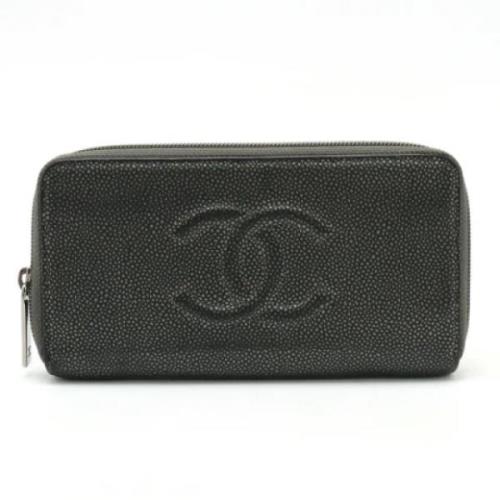 Pre-owned Leather wallets Chanel Vintage , Black , Dames