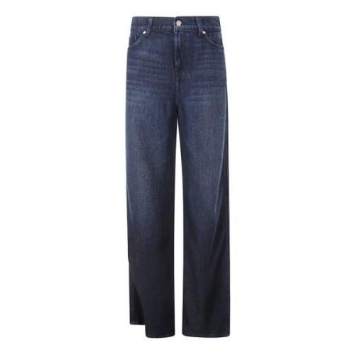 Blauwe Denim Straight Leg Jeans 7 For All Mankind , Blue , Dames