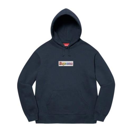 Limited Edition Bling Box Logo Hoodie Navy Supreme , Blue , Heren