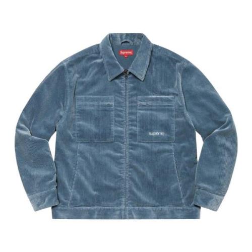 Blauwe Corduroy Zip Jacket Limited Edition Supreme , Blue , Heren