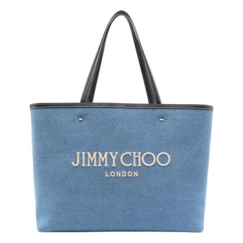 Blauwe Leren Tote Tas met Studs Jimmy Choo , Blue , Dames