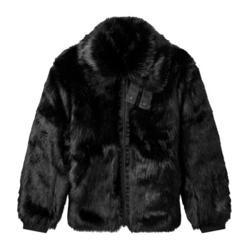 Reversible Faux Fur Coat Black Nike , Black , Dames