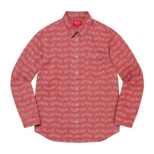 Rode Jacquard Denim Overhemd Beperkte Oplage Supreme , Red , Heren