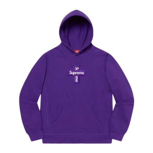 Paarse Cross Box Logo Hoodie Beperkte Oplage Supreme , Purple , Heren