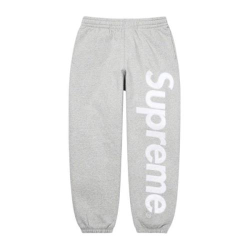 Satin Appliqué Sweatpant Heather Grey Supreme , Gray , Heren