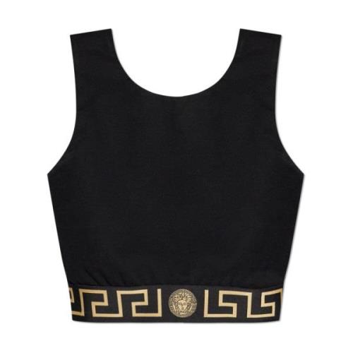 Top met logo Versace , Black , Dames