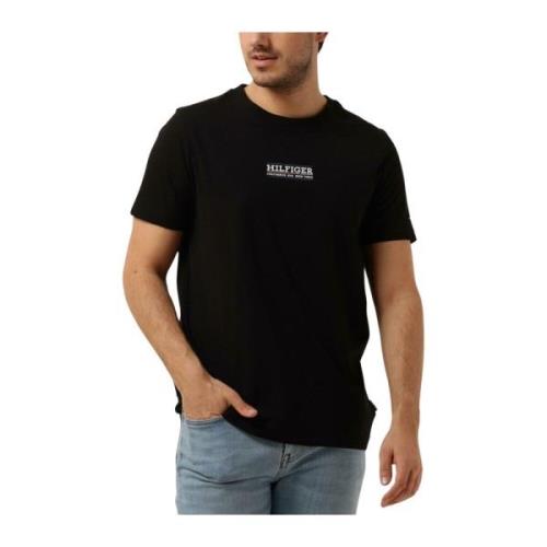 Heren Polo T-shirts Small Hilfiger Tee Tommy Hilfiger , Black , Heren