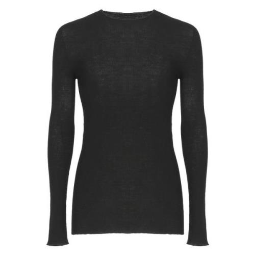 Zwarte Wol Crewneck Sweater Rick Owens , Black , Heren