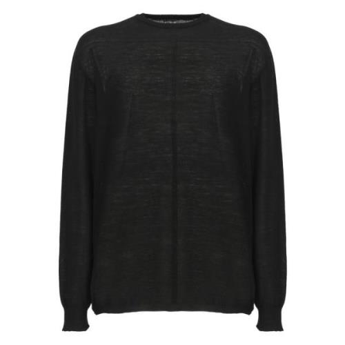 Zwarte Wol Crewneck Sweater Oversize Rick Owens , Black , Heren