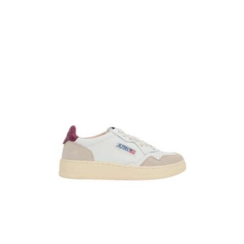 Witte lage sneakers met suède detail Autry , White , Dames