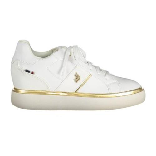 Witte Veterschoenen met Logodetail U.s. Polo Assn. , White , Dames