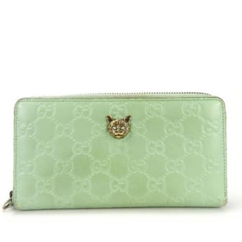 Pre-owned Leather wallets Gucci Vintage , Green , Dames