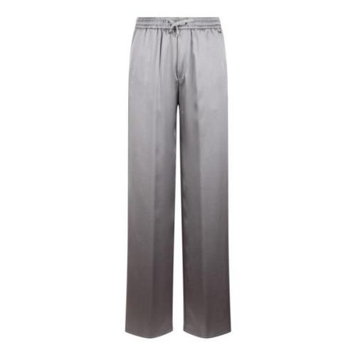 Satin Wide Leg Trousers Herno , Gray , Dames