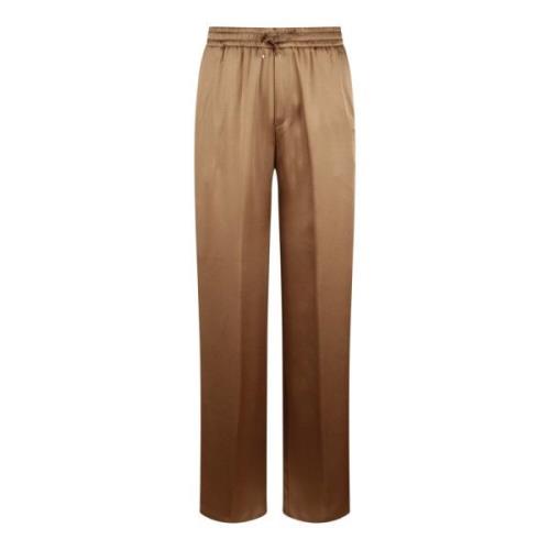 Satin Wide Leg Trousers Herno , Brown , Dames