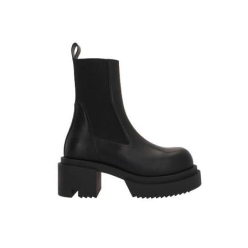 Zwarte Leren Platformlaarzen Rick Owens , Black , Dames