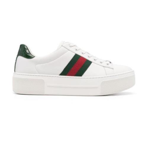 Witte Handtekening Webdetailing Sneakers Gucci , White , Dames