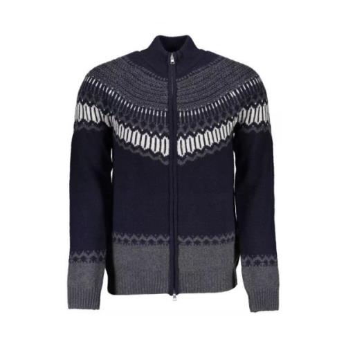 Elegante Zip Cardigan Contrast Detail Gant , Blue , Heren