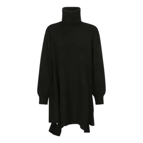 R-Wide High Neck Midi Jurk Yohji Yamamoto , Black , Dames